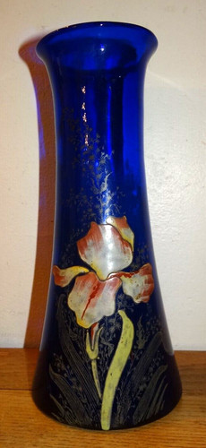Joli vase legras - verre, bleu